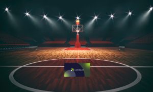Photo of a basketball court with nVenue logo on a story about how the AI company has partnered with the NBA.