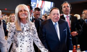 Miriam Adelson and her late husband, Sheldon on a story about her company's purchase of land near downtown Dallas that could house a future casino.