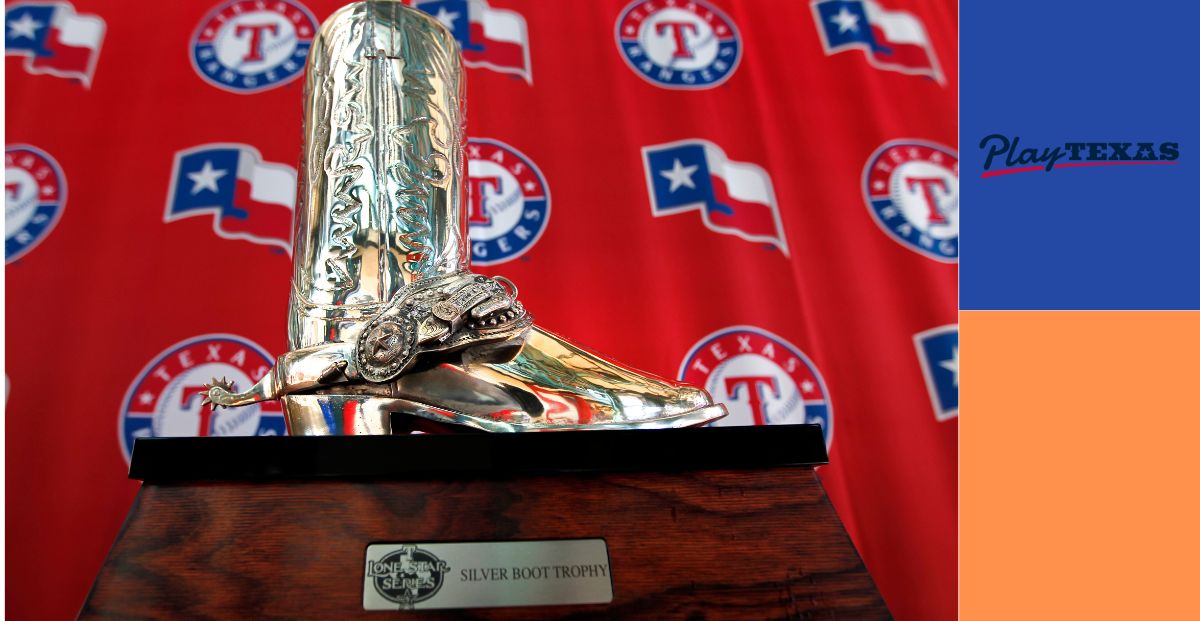 Silver Boot Series trophy signifies start of Silver Boot Series between Houston Astros and Texas Rangers