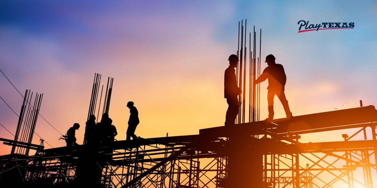 Construction workers on a beam signifies new Alabama-Coushatta casino under being built