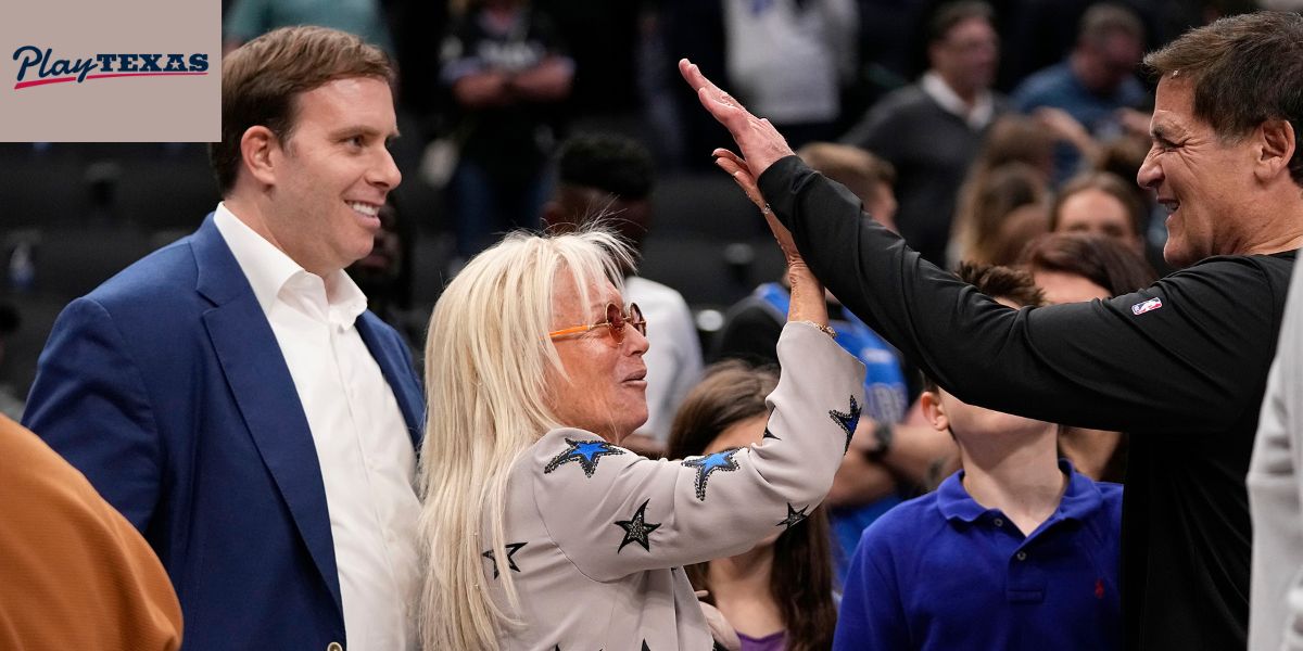 Miriam Adelson high fives Mark Cuban. Her TX Sands PAC donated heavily to Texas primary elections.