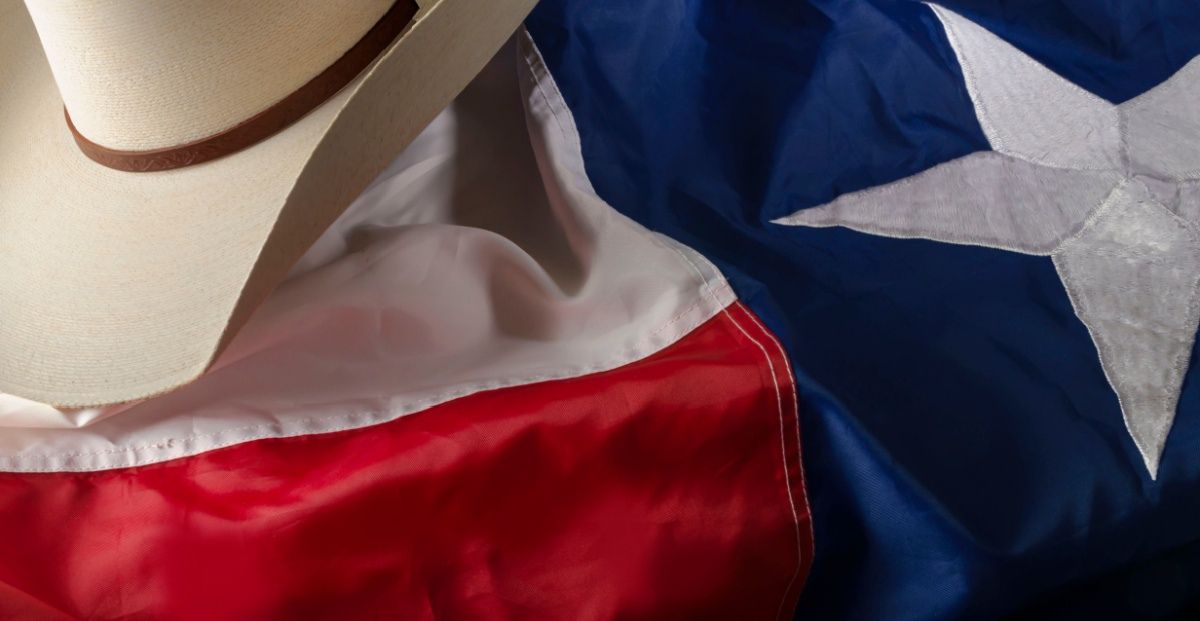 Cowboy hat and Lone Star flag symbolizes a Texas Gaming Commission