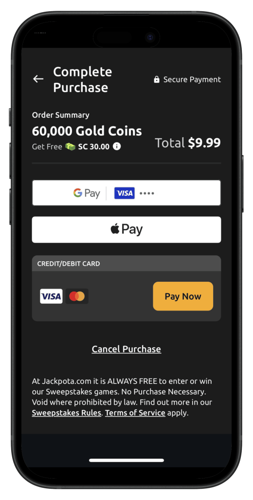 Jackpota_payments page
