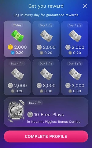 NoLimitCoins daily bonuses